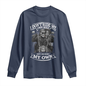 African American Motorcycle Long Sleeve Shirt Skeleton Biker TS14 Navy Print Your Wear