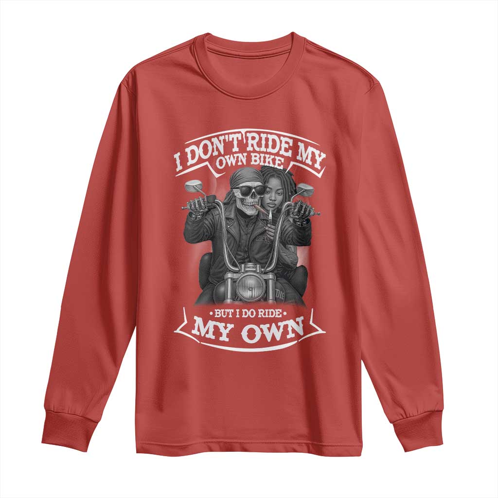 African American Motorcycle Long Sleeve Shirt Skeleton Biker TS14 Red Print Your Wear