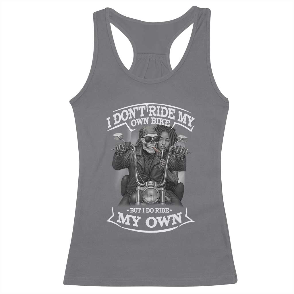 African American Motorcycle Racerback Tank Top Skeleton Biker TS14 Charcoal Print Your Wear