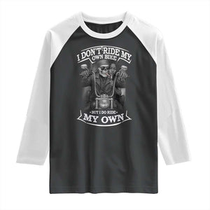 African American Motorcycle Raglan Shirt Skeleton Biker TS14 Black White Print Your Wear