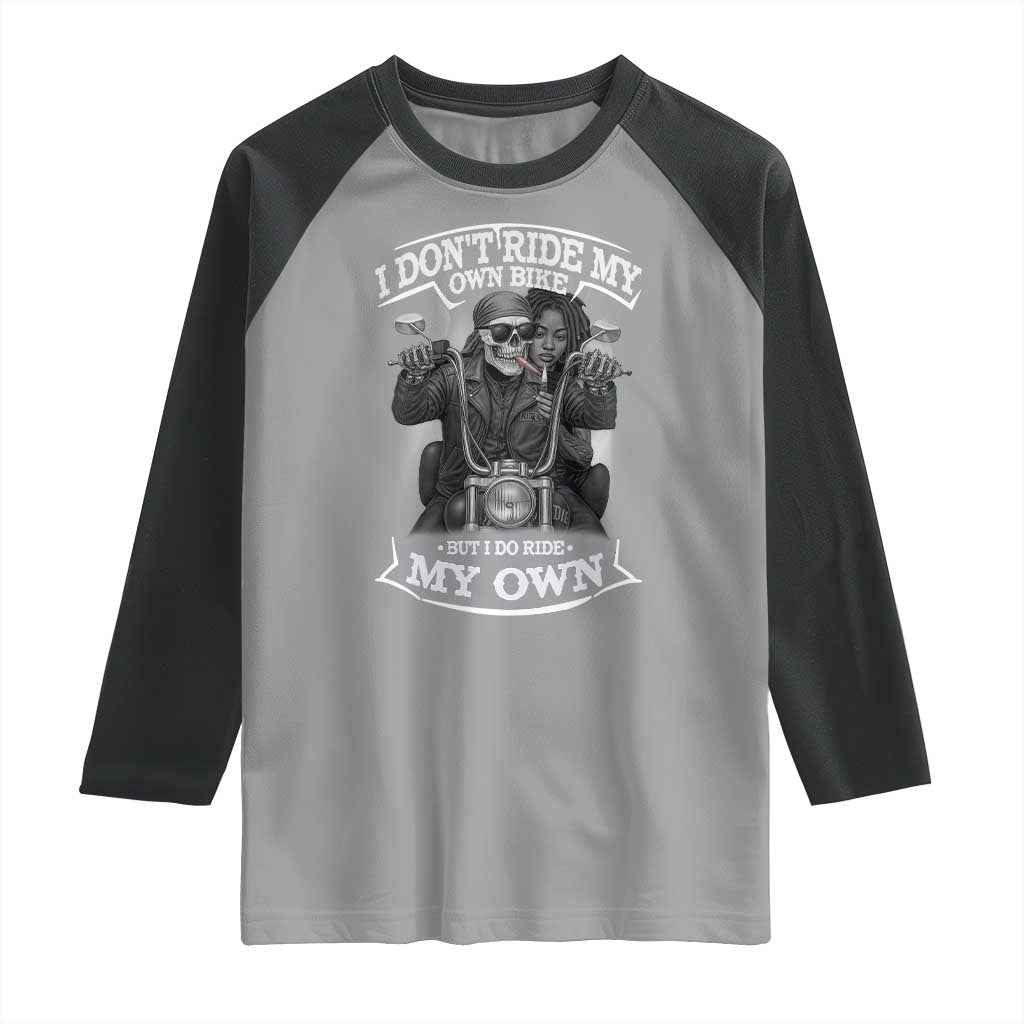 African American Motorcycle Raglan Shirt Skeleton Biker TS14 Sport Gray Black Print Your Wear