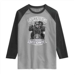 African American Motorcycle Raglan Shirt Skeleton Biker TS14 Sport Gray Black Print Your Wear