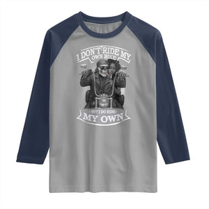 African American Motorcycle Raglan Shirt Skeleton Biker TS14 Sport Gray Navy Print Your Wear