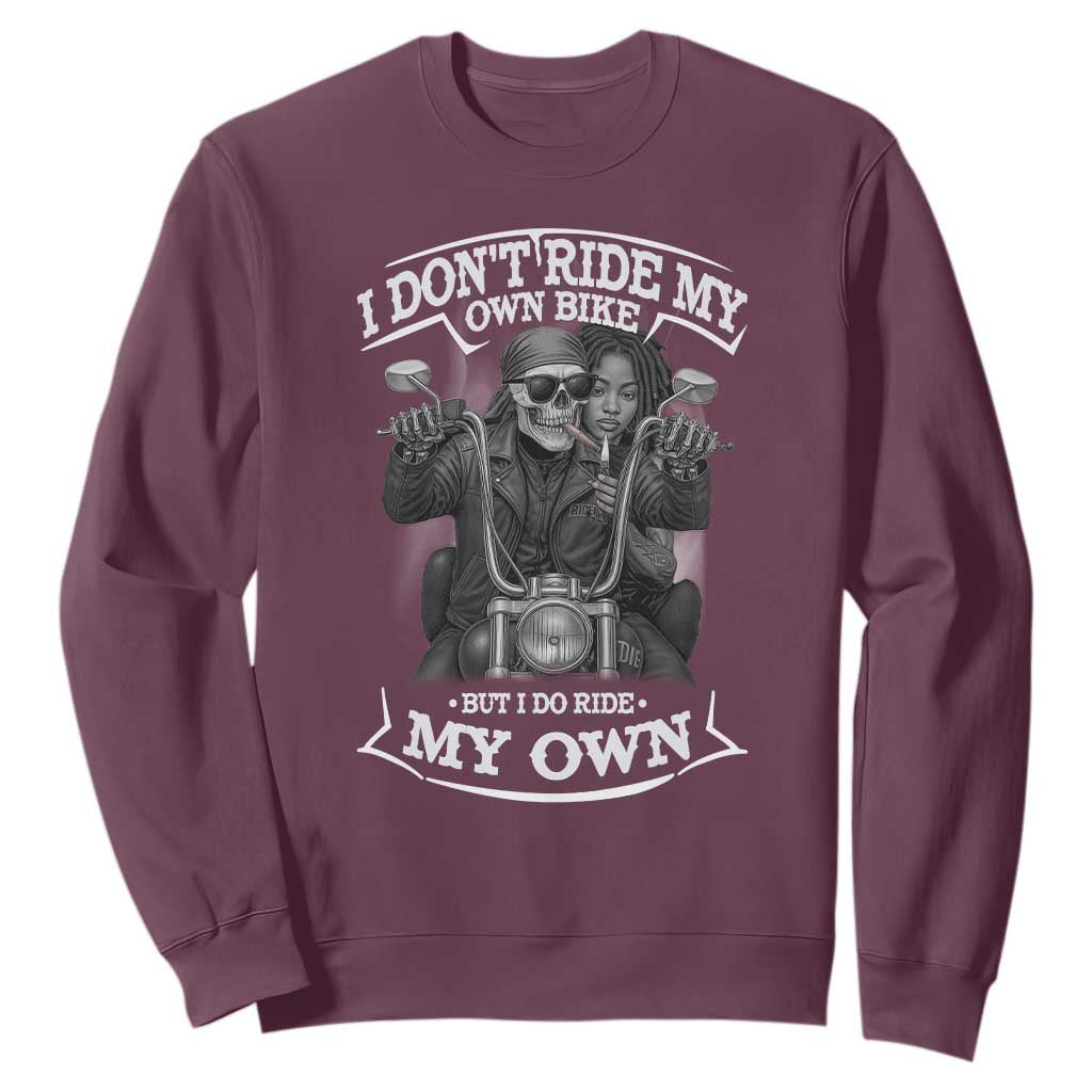 African American Motorcycle Sweatshirt Skeleton Biker TS14 Maroon Print Your Wear