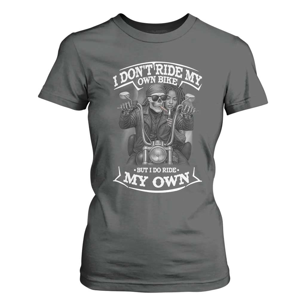 African American Motorcycle T Shirt For Women Skeleton Biker TS14 Dark Heather Print Your Wear