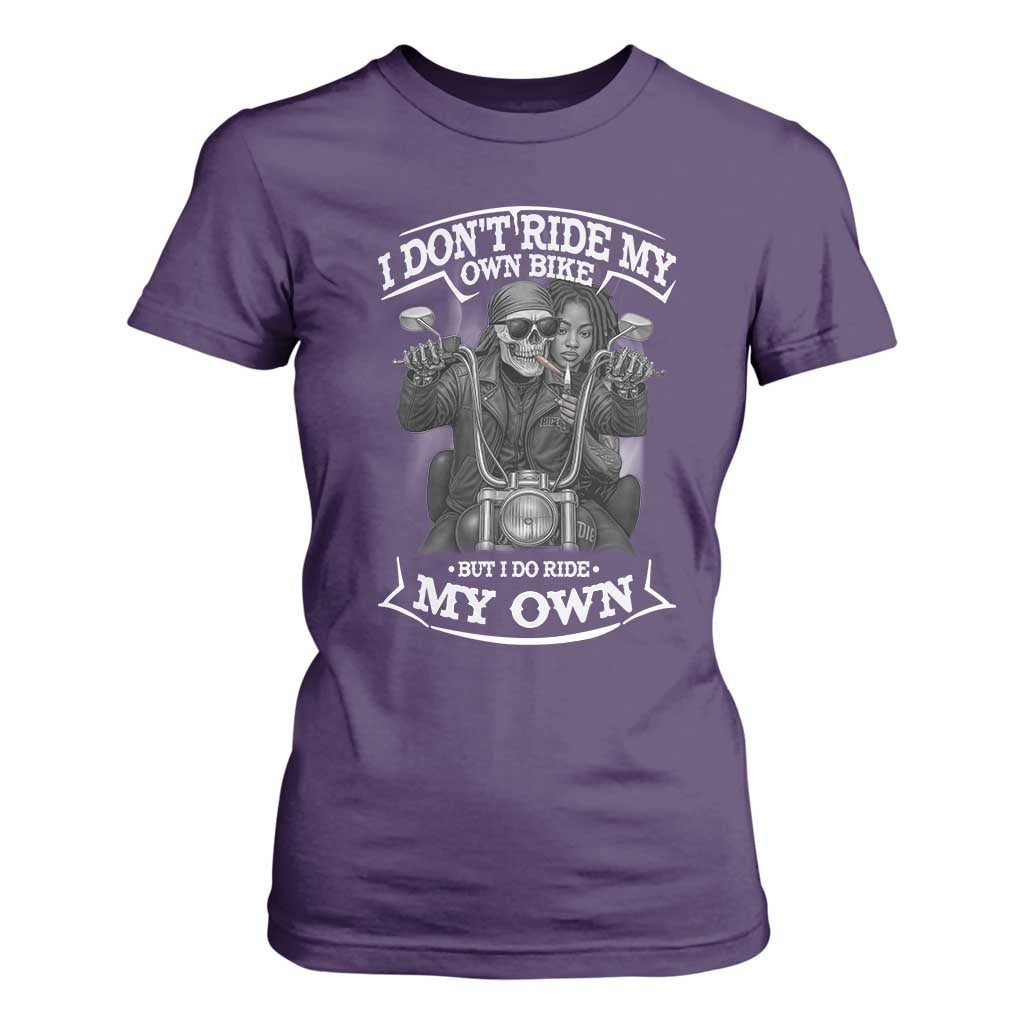 African American Motorcycle T Shirt For Women Skeleton Biker TS14 Purple Print Your Wear
