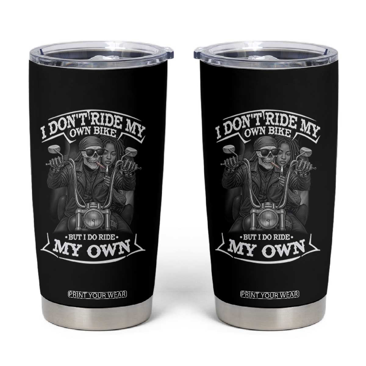 African American Motorcycle Tumbler Cup Skeleton Biker TS14 Black Print Your Wear