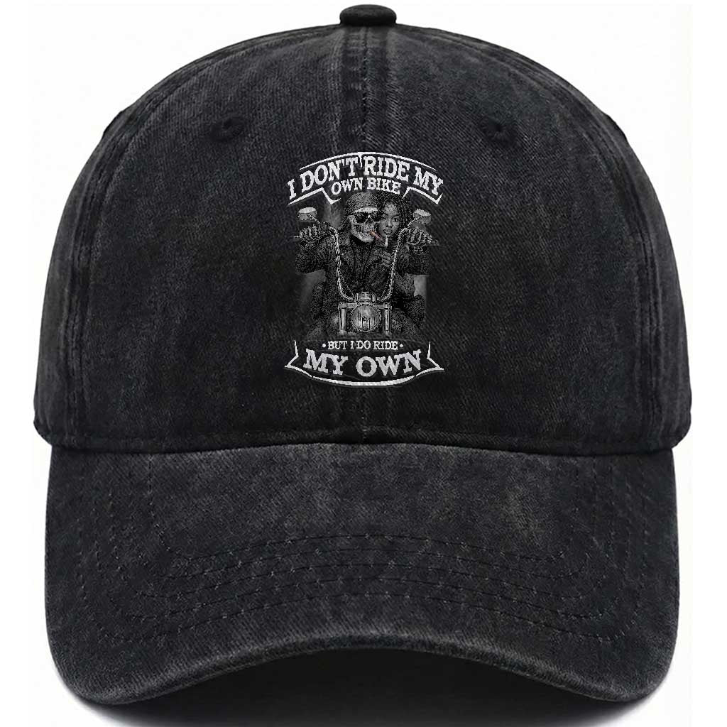 African American Motorcycle Washed Cotton Baseball Cap Skeleton Biker TS14 Washed Cap Universal Fit Black Print Your Wear