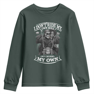 African American Motorcycle Youth Sweatshirt Skeleton Biker TS14 Dark Forest Green Print Your Wear