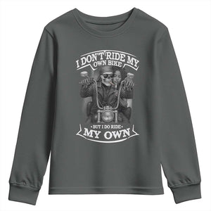African American Motorcycle Youth Sweatshirt Skeleton Biker TS14 Dark Heather Print Your Wear