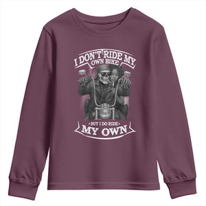 African American Motorcycle Youth Sweatshirt Skeleton Biker TS14 Maroon Print Your Wear