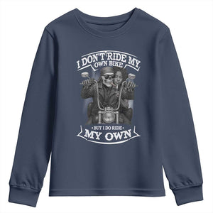 African American Motorcycle Youth Sweatshirt Skeleton Biker TS14 Navy Print Your Wear
