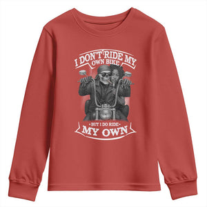 African American Motorcycle Youth Sweatshirt Skeleton Biker TS14 Red Print Your Wear