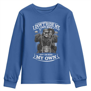 African American Motorcycle Youth Sweatshirt Skeleton Biker TS14 Royal Blue Print Your Wear