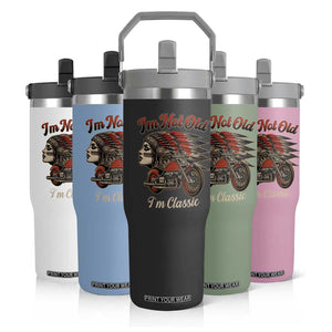 Funny Native American Biker Flip Straw Tumbler I Am Not Old I Am Classic TS14 Print Your Wear