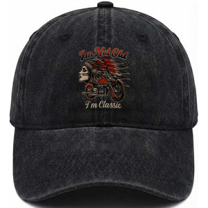 Funny Native American Biker Washed Cotton Baseball Cap I Am Not Old I Am Classic TS14 Washed Cap Universal Fit Black Print Your Wear