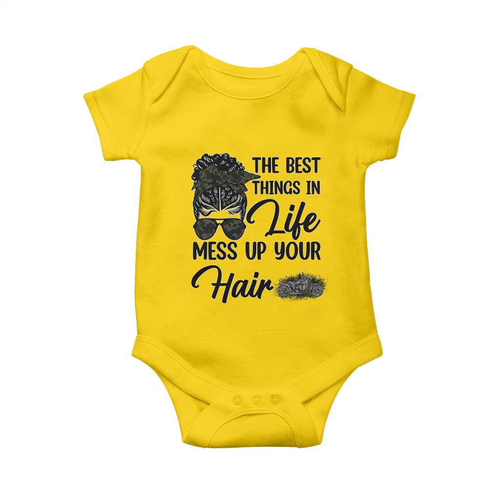 Funny Biker Woman Baby Onesie The Best Things In Life Mess Up Your Hair TS14 Daisy Print Your Wear