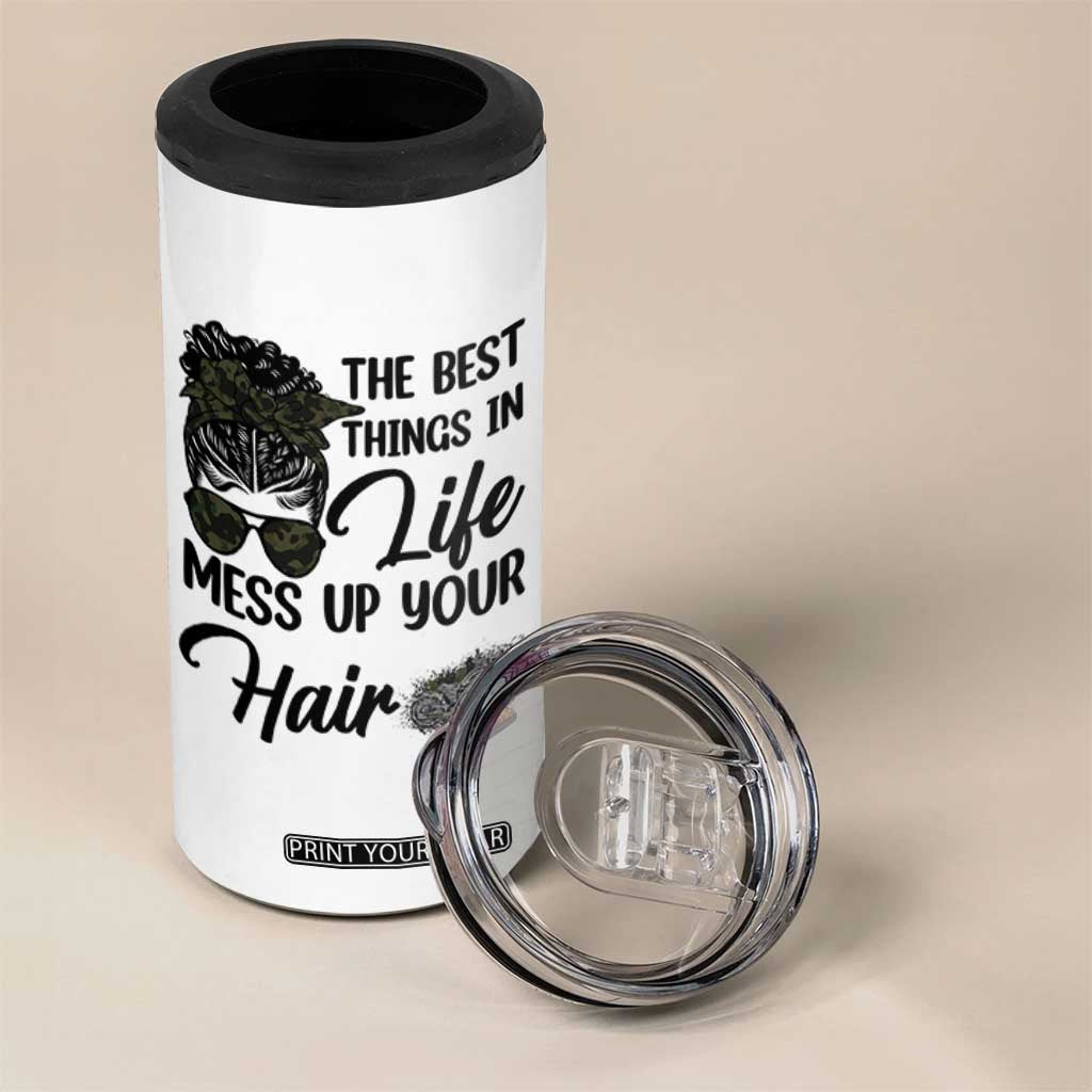Funny Biker Woman 4 in 1 Can Cooler Tumbler The Best Things In Life Mess Up Your Hair TS14 Print Your Wear
