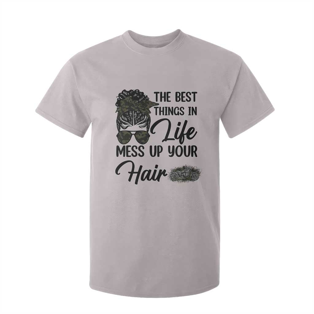 Funny Biker Woman T Shirt For Kid The Best Things In Life Mess Up Your Hair TS14 Ice Gray Print Your Wear
