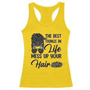 Funny Biker Woman Racerback Tank Top The Best Things In Life Mess Up Your Hair TS14 Daisy Print Your Wear