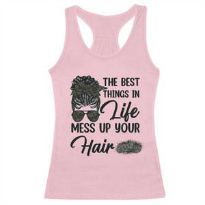 Funny Biker Woman Racerback Tank Top The Best Things In Life Mess Up Your Hair TS14 Light Pink Print Your Wear