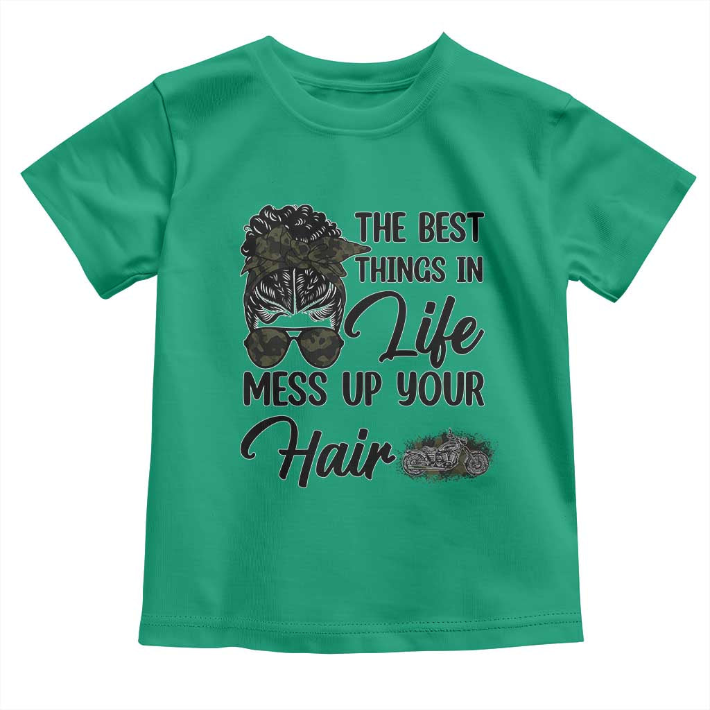 Funny Biker Woman Toddler T Shirt The Best Things In Life Mess Up Your Hair TS14 Irish Green Print Your Wear