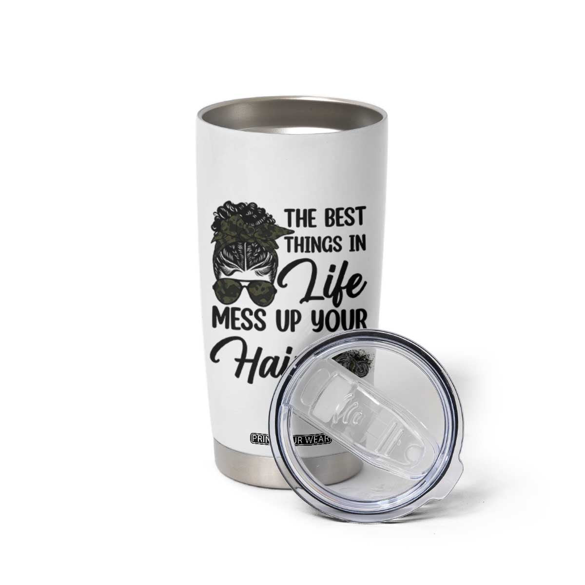 Funny Biker Woman Tumbler Cup The Best Things In Life Mess Up Your Hair TS14 Print Your Wear