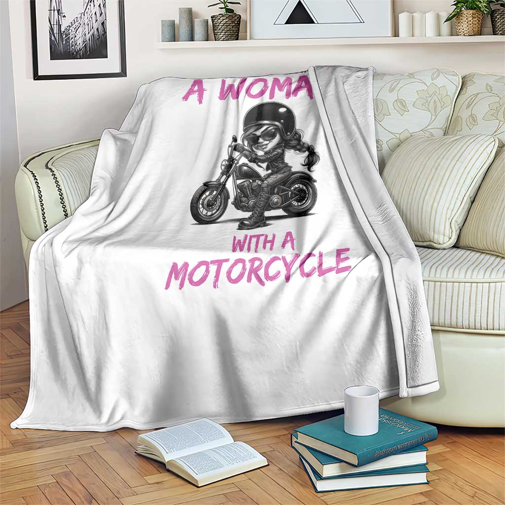 Funny Biker Woman Throw Blanket Never Underestimate A Women On A Motorcycle TS14 Print Your Wear