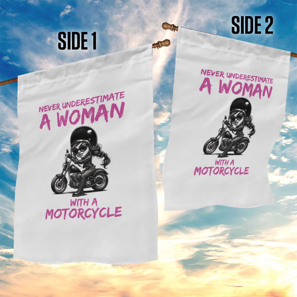 Funny Biker Woman Garden Flag Never Underestimate A Women On A Motorcycle TS14 Print Your Wear
