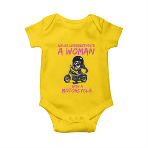 Funny Biker Woman Baby Onesie Never Underestimate A Women On A Motorcycle TS14 Daisy Print Your Wear