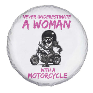 Funny Biker Woman Spare Tire Cover Never Underestimate A Women On A Motorcycle TS14 Print Your Wear