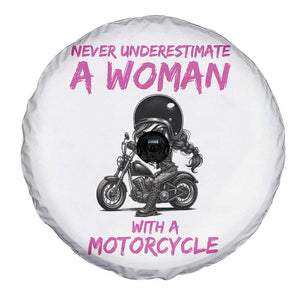 Funny Biker Woman Spare Tire Cover Never Underestimate A Women On A Motorcycle TS14 Print Your Wear