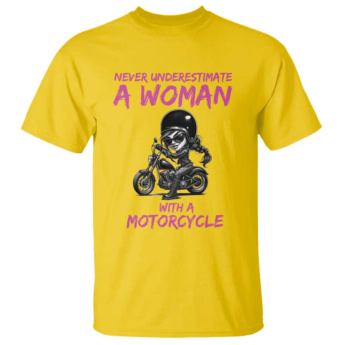 Funny Biker Woman T Shirt Never Underestimate A Women On A Motorcycle TS14 Daisy Print Your Wear