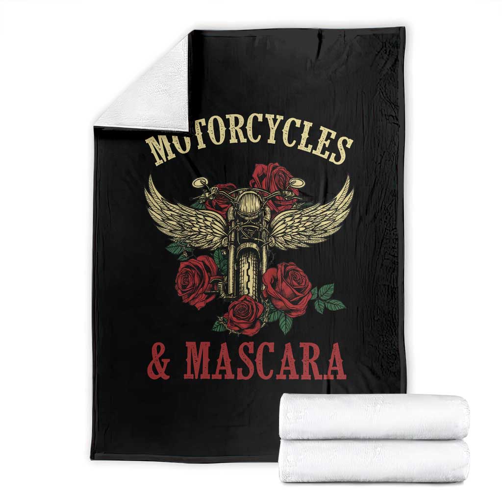 Motorcycle Women Biker Throw Blanket Motorcycles And Mascara Roses TS14 Black Print Your Wear