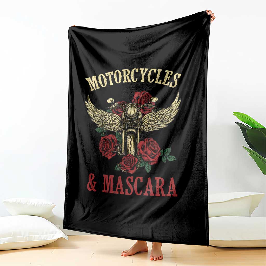Motorcycle Women Biker Throw Blanket Motorcycles And Mascara Roses TS14 Print Your Wear