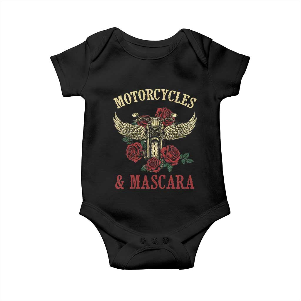 Motorcycle Women Biker Baby Onesie Motorcycles And Mascara Roses TS14 Black Print Your Wear