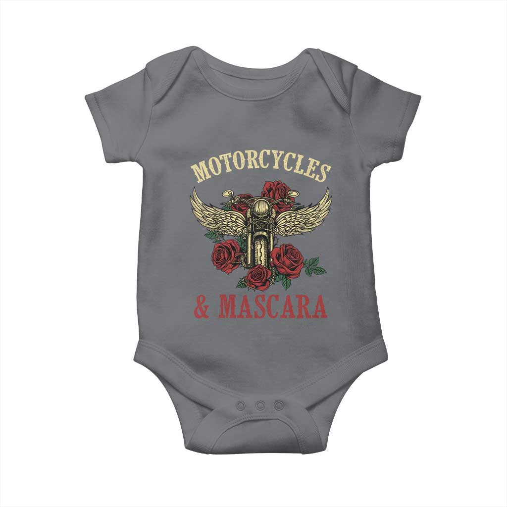 Motorcycle Women Biker Baby Onesie Motorcycles And Mascara Roses TS14 Charcoal Print Your Wear