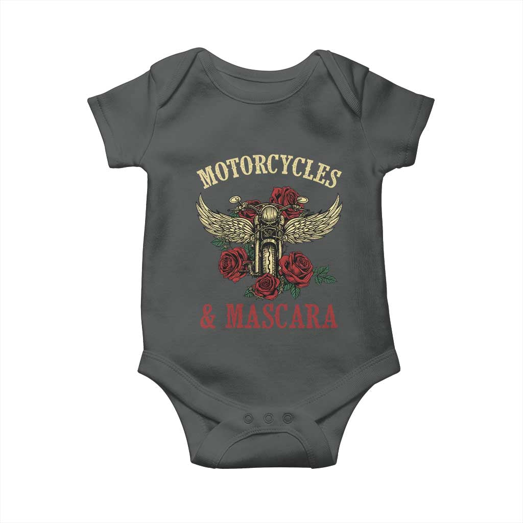 Motorcycle Women Biker Baby Onesie Motorcycles And Mascara Roses TS14 Dark Heather Print Your Wear