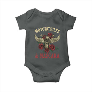 Motorcycle Women Biker Baby Onesie Motorcycles And Mascara Roses TS14 Dark Heather Print Your Wear