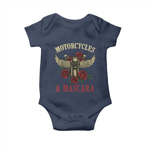 Motorcycle Women Biker Baby Onesie Motorcycles And Mascara Roses TS14 Navy Print Your Wear