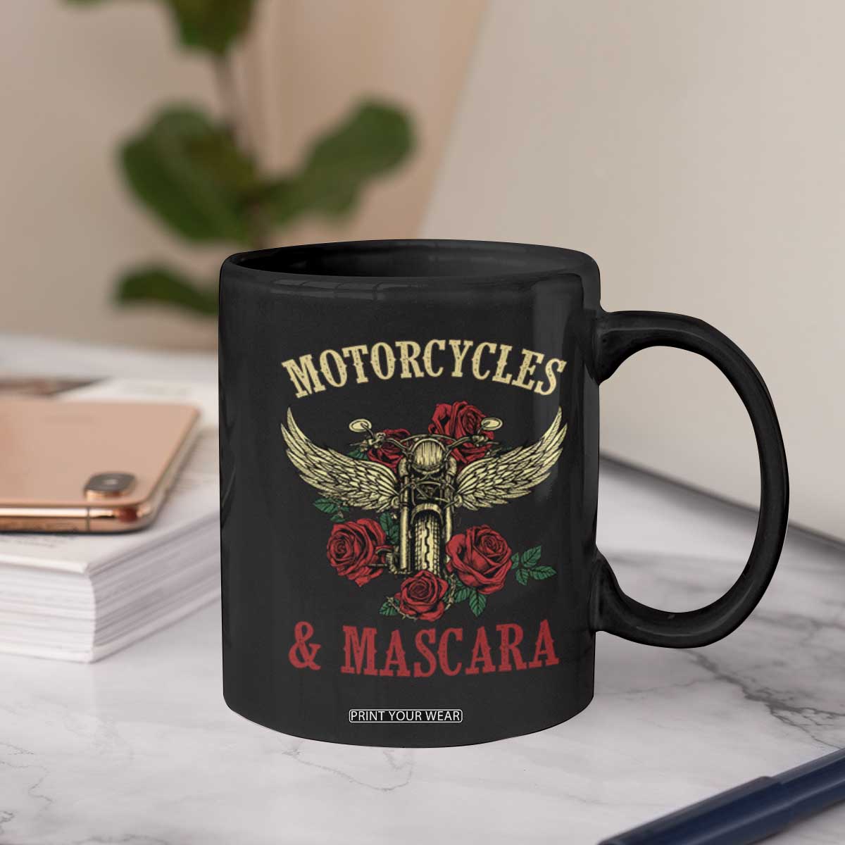 Motorcycle Women Biker Coffee Mug Motorcycles And Mascara Roses TS14 Print Your Wear