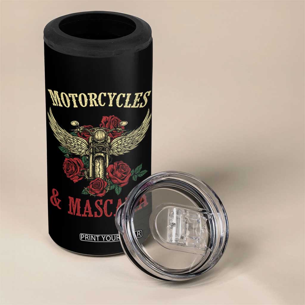 Motorcycle Women Biker 4 in 1 Can Cooler Tumbler Motorcycles And Mascara Roses TS14 Print Your Wear