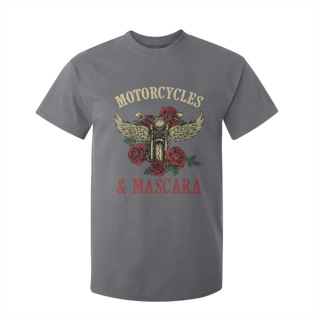 Motorcycle Women Biker T Shirt For Kid Motorcycles And Mascara Roses TS14 Charcoal Print Your Wear