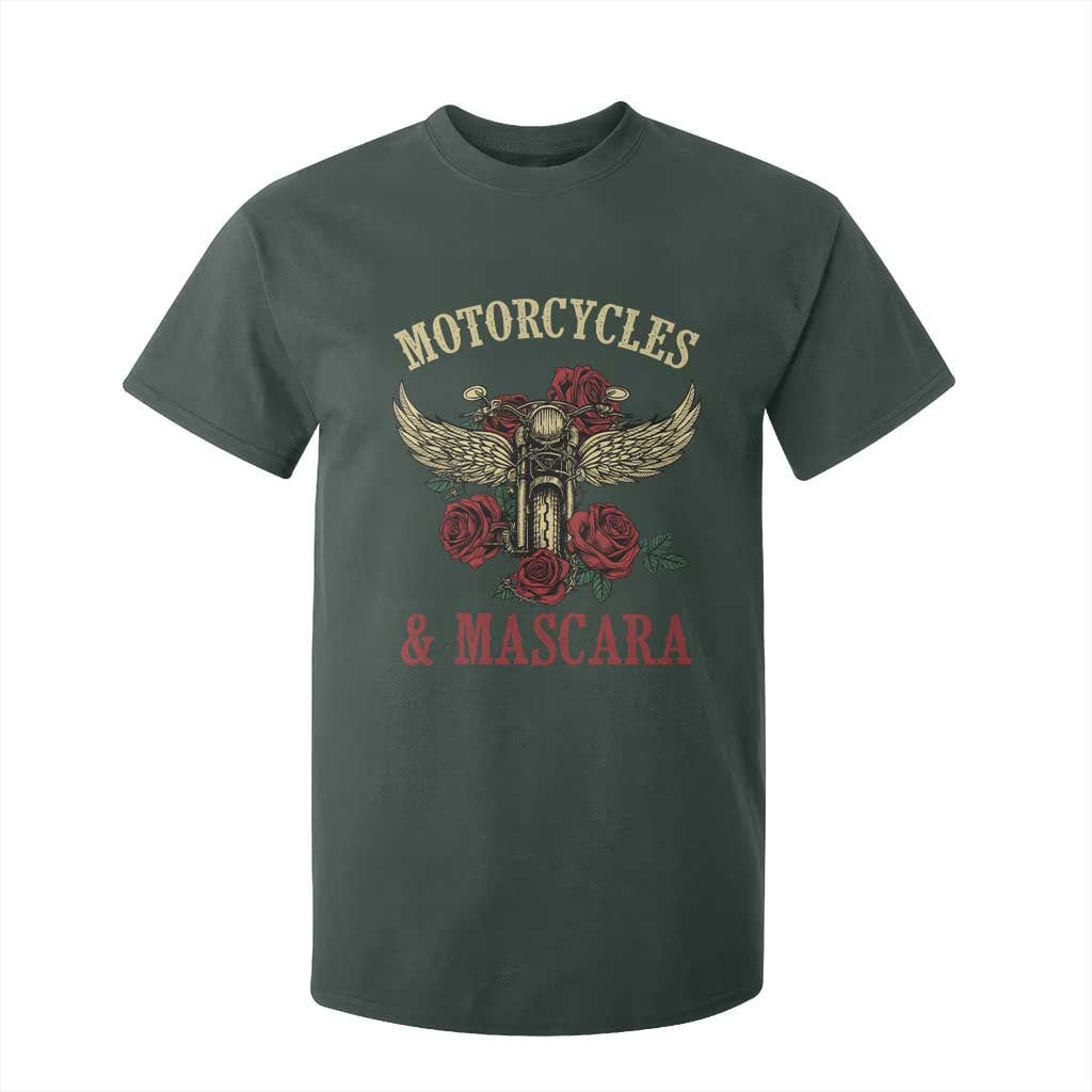 Motorcycle Women Biker T Shirt For Kid Motorcycles And Mascara Roses TS14 Dark Forest Green Print Your Wear