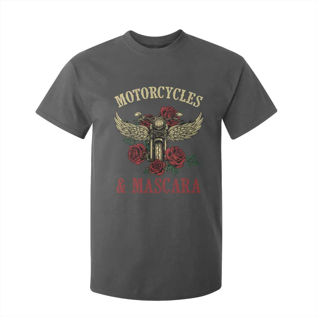 Motorcycle Women Biker T Shirt For Kid Motorcycles And Mascara Roses TS14 Dark Heather Print Your Wear