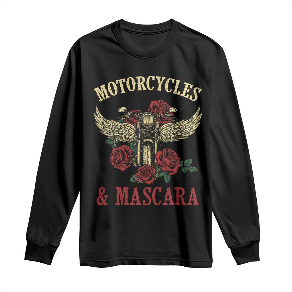 Motorcycle Women Biker Long Sleeve Shirt Motorcycles And Mascara Roses TS14 Black Print Your Wear