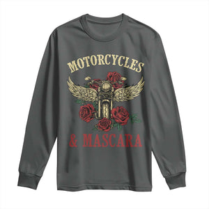 Motorcycle Women Biker Long Sleeve Shirt Motorcycles And Mascara Roses TS14 Dark Heather Print Your Wear