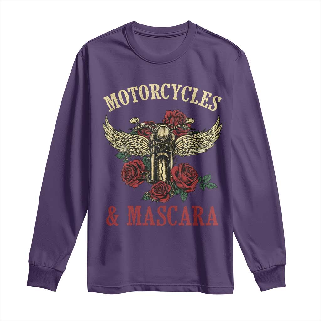 Motorcycle Women Biker Long Sleeve Shirt Motorcycles And Mascara Roses TS14 Purple Print Your Wear