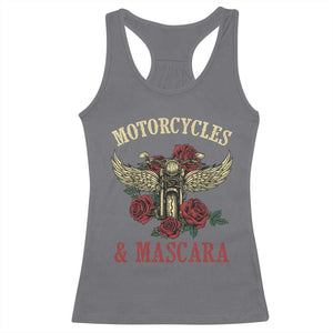 Motorcycle Women Biker Racerback Tank Top Motorcycles And Mascara Roses TS14 Charcoal Print Your Wear
