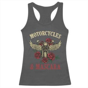 Motorcycle Women Biker Racerback Tank Top Motorcycles And Mascara Roses TS14 Dark Heather Print Your Wear